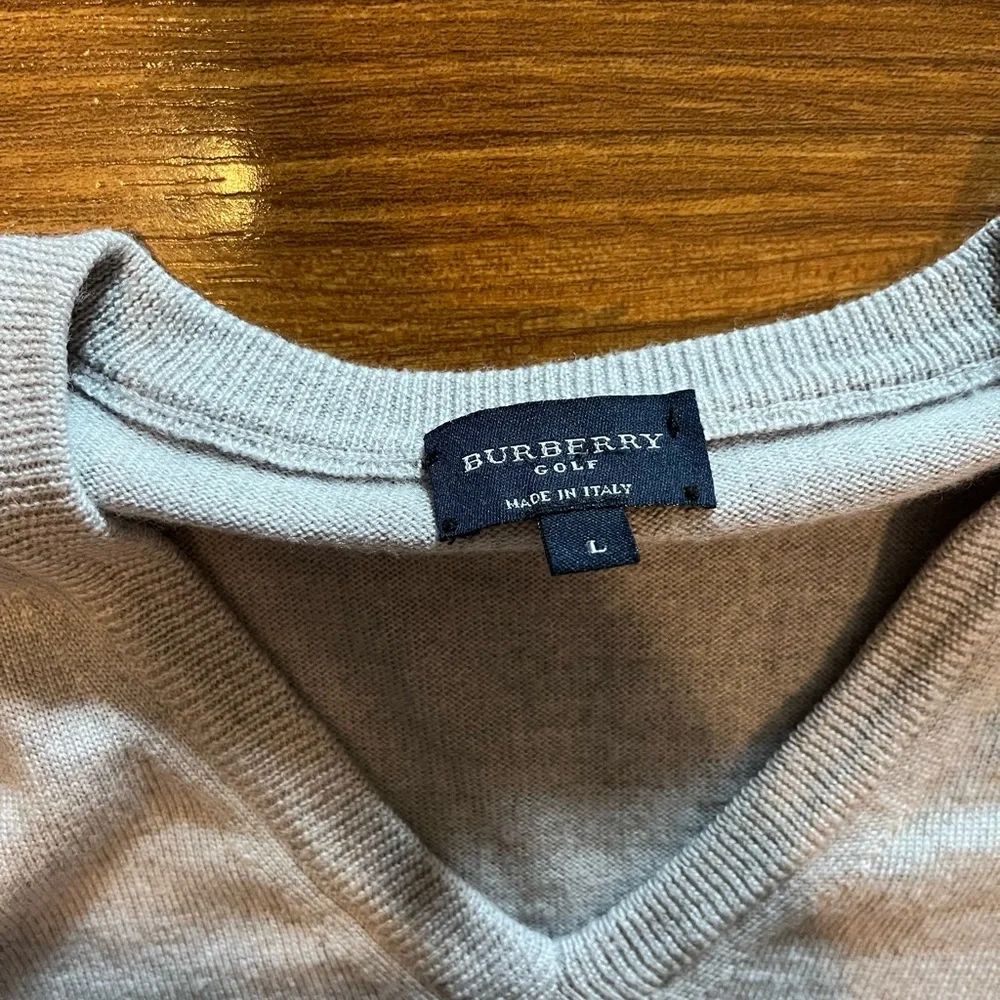 Burberry Light Gray V-Neck Men's Sweater